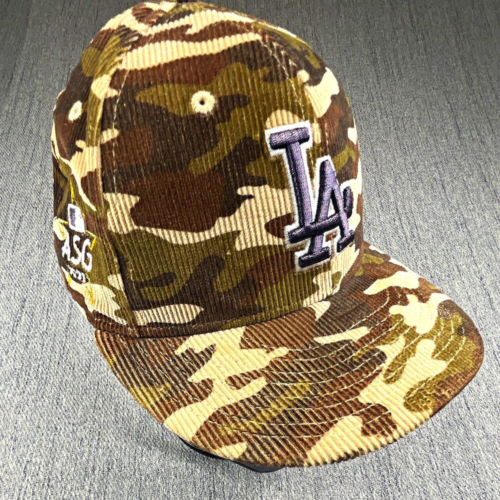 New Era 59FIFTY Los Angeles Dodgers Camo Fitted Hat Size 7 All-Star Patch